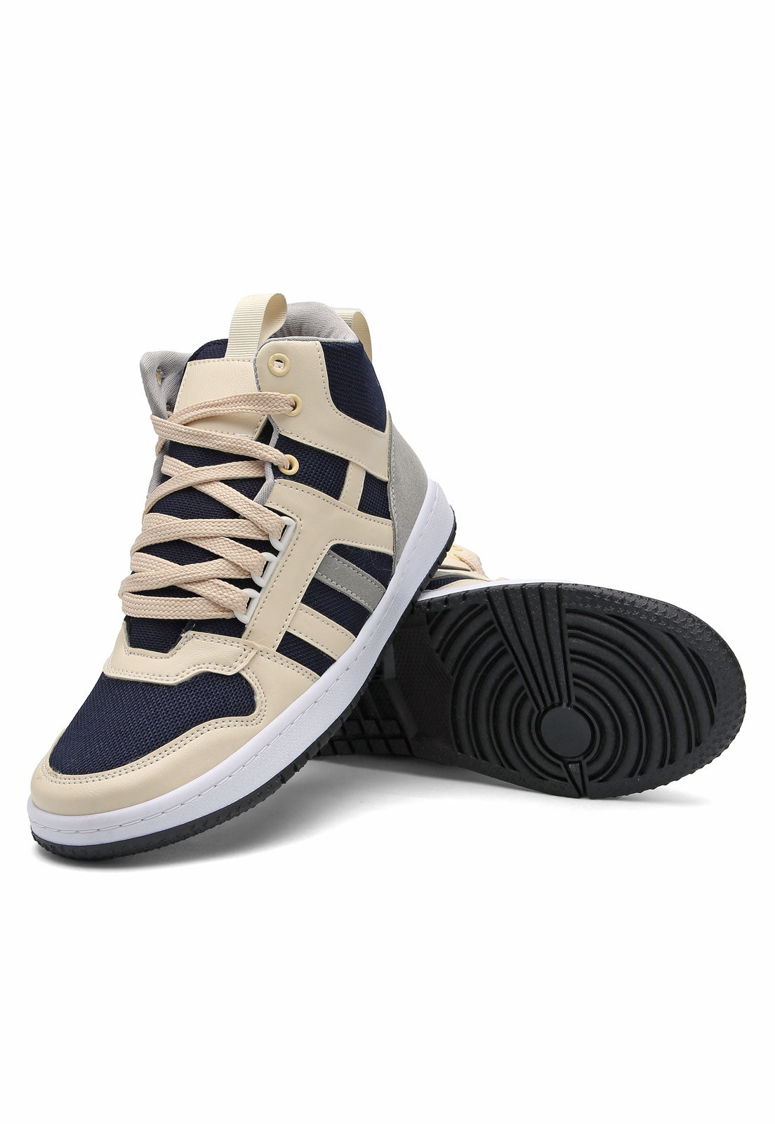 Tenis Tipo Botín Dama Azul-Beige Tellenzi DP2030