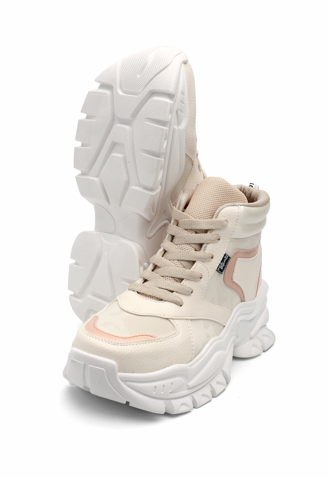 Tenis Tipo Botín Dama Crema Tellenzi 5006