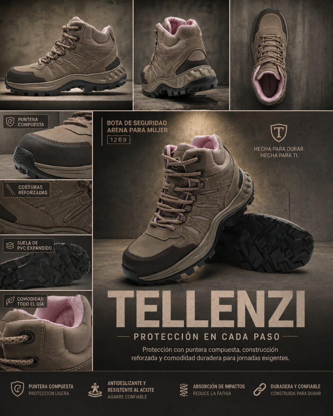 Bota De Seguridad Mujer Arena