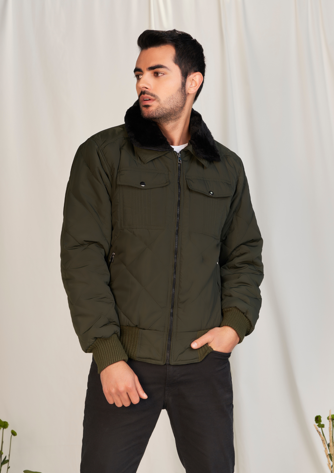 Chaqueta Hombre Acolchada impermeable cuello Ovejero Tellenzi Aros Ver