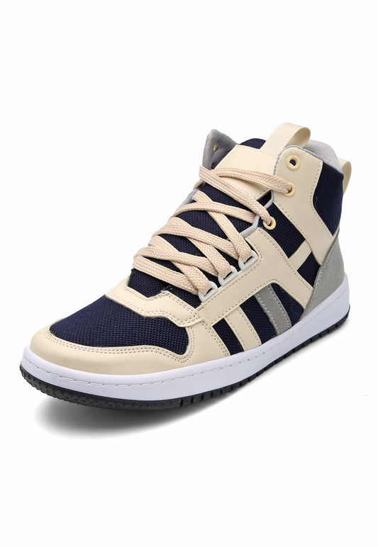 Tenis Tipo Botín Dama Azul-Beige Tellenzi DP2030