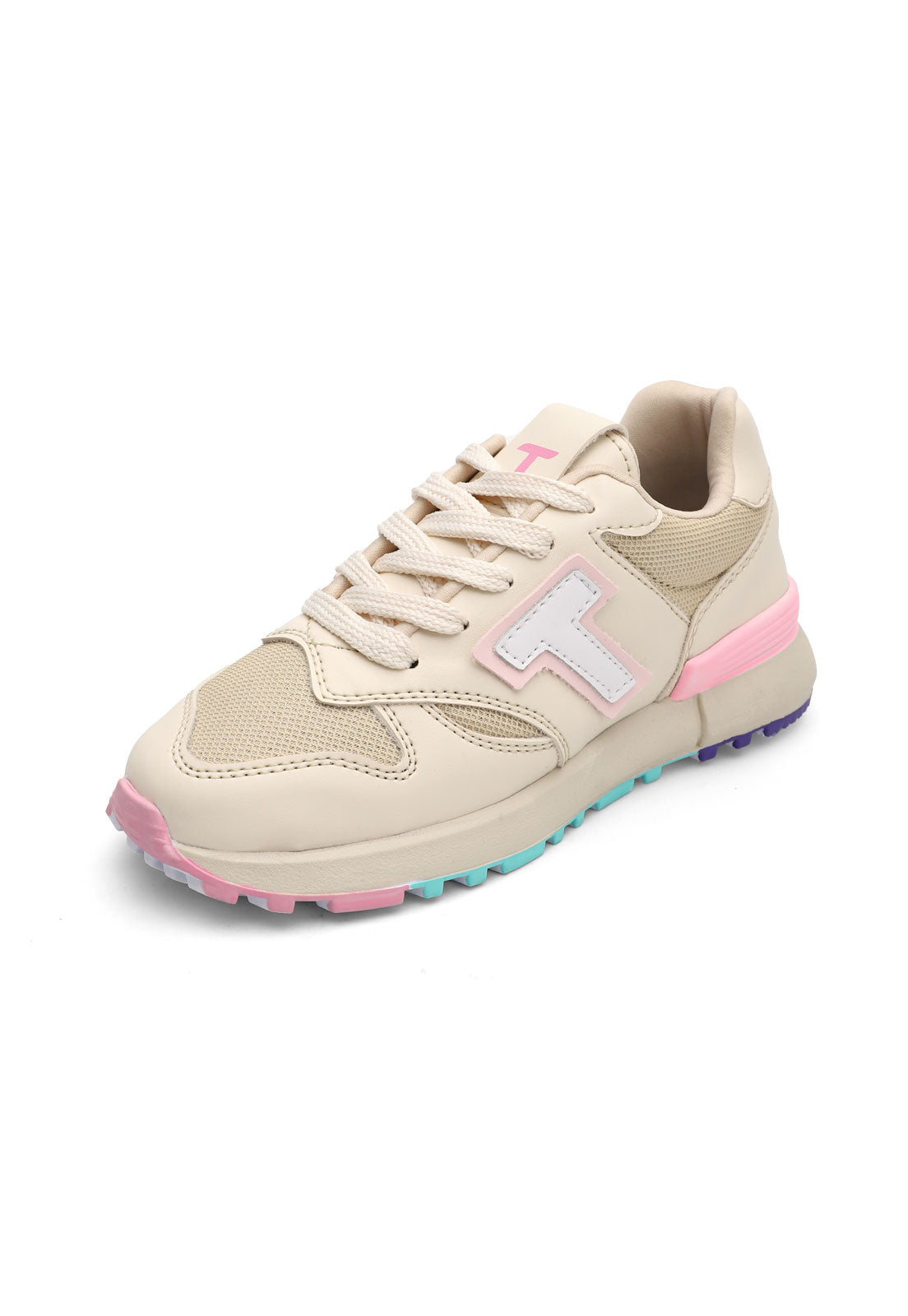 Tenis Dama Beige*Rosado Tellenzi 4844