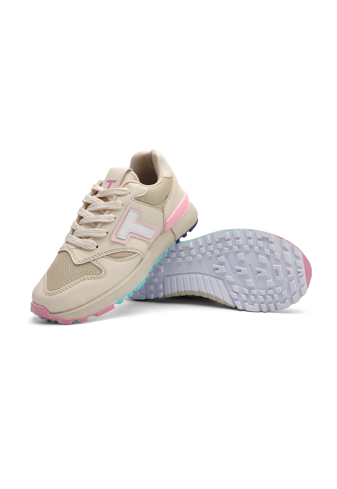 Tenis Dama Beige*Rosado Tellenzi 4844