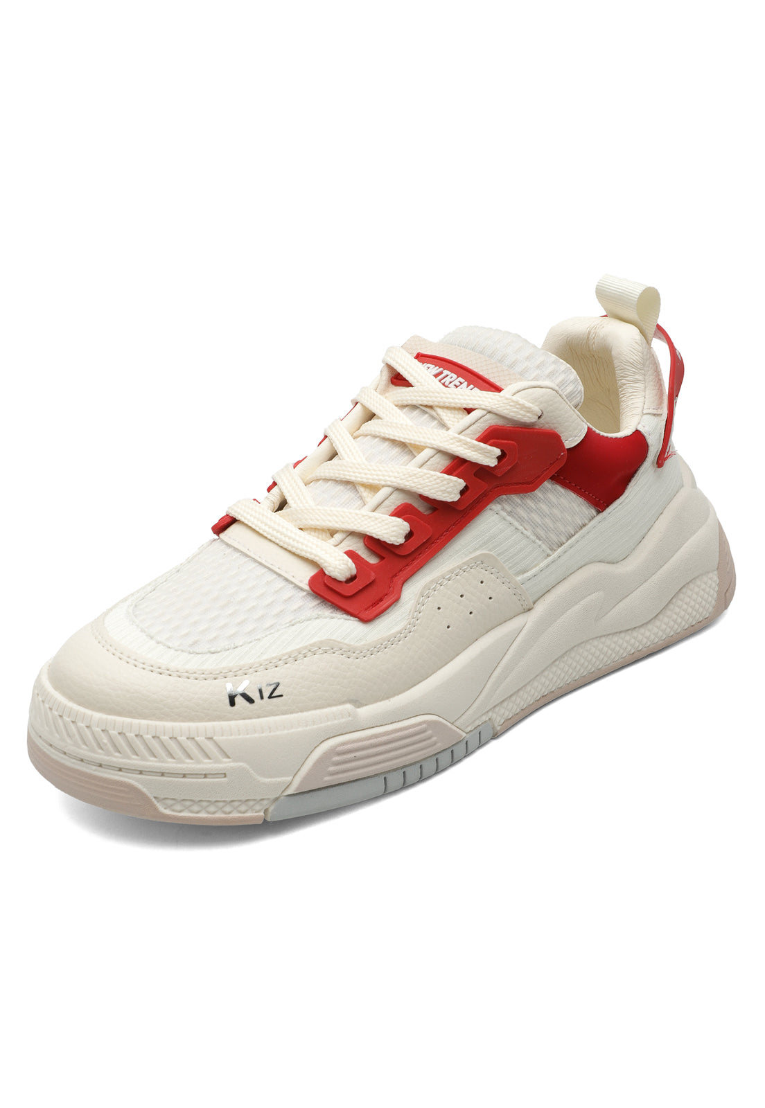 Tenis Sneakers Dama Beige-Rojo Tellenzi D711
