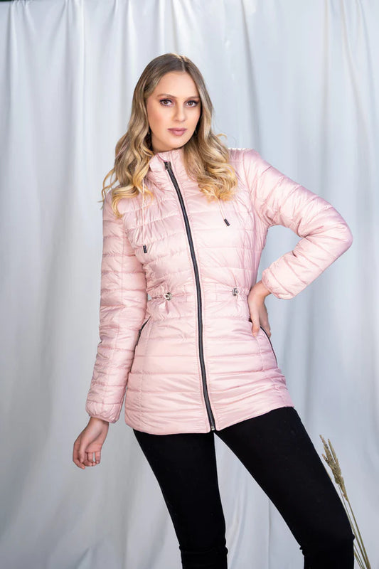 Chaqueta Mujer Larga  acolchada Rosado  Tellenzi 1096