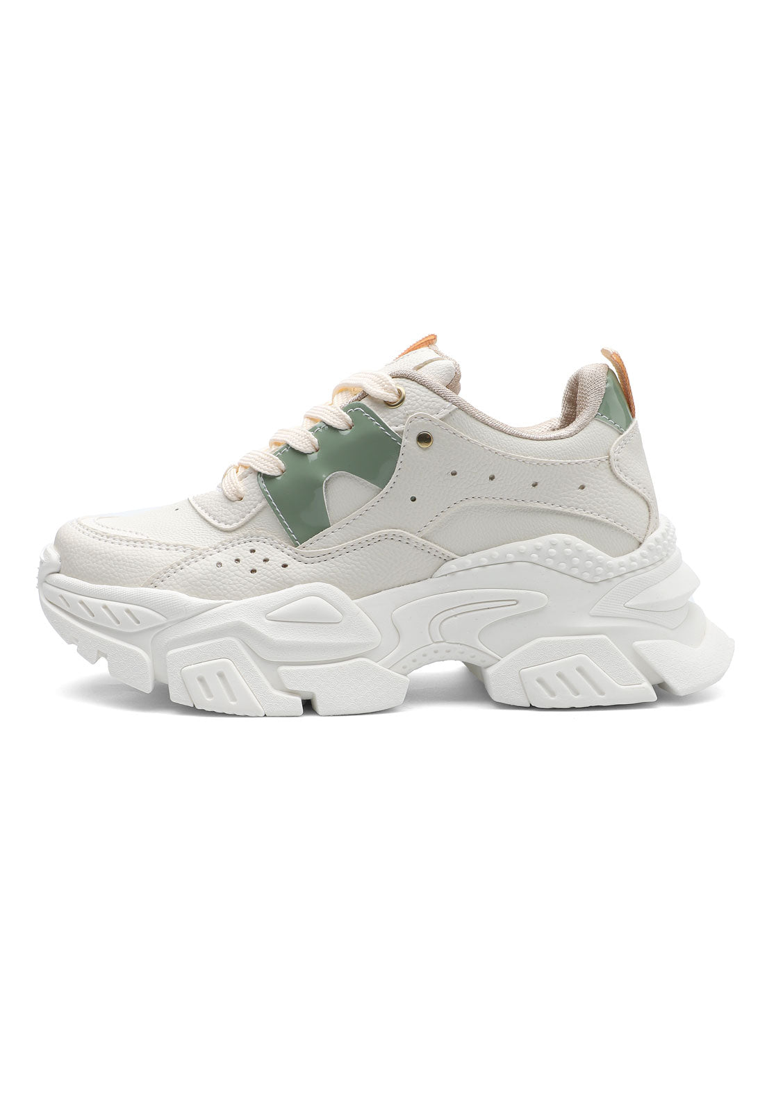 Tenis Sneakers Dama Beige*verde Tellenzi 261