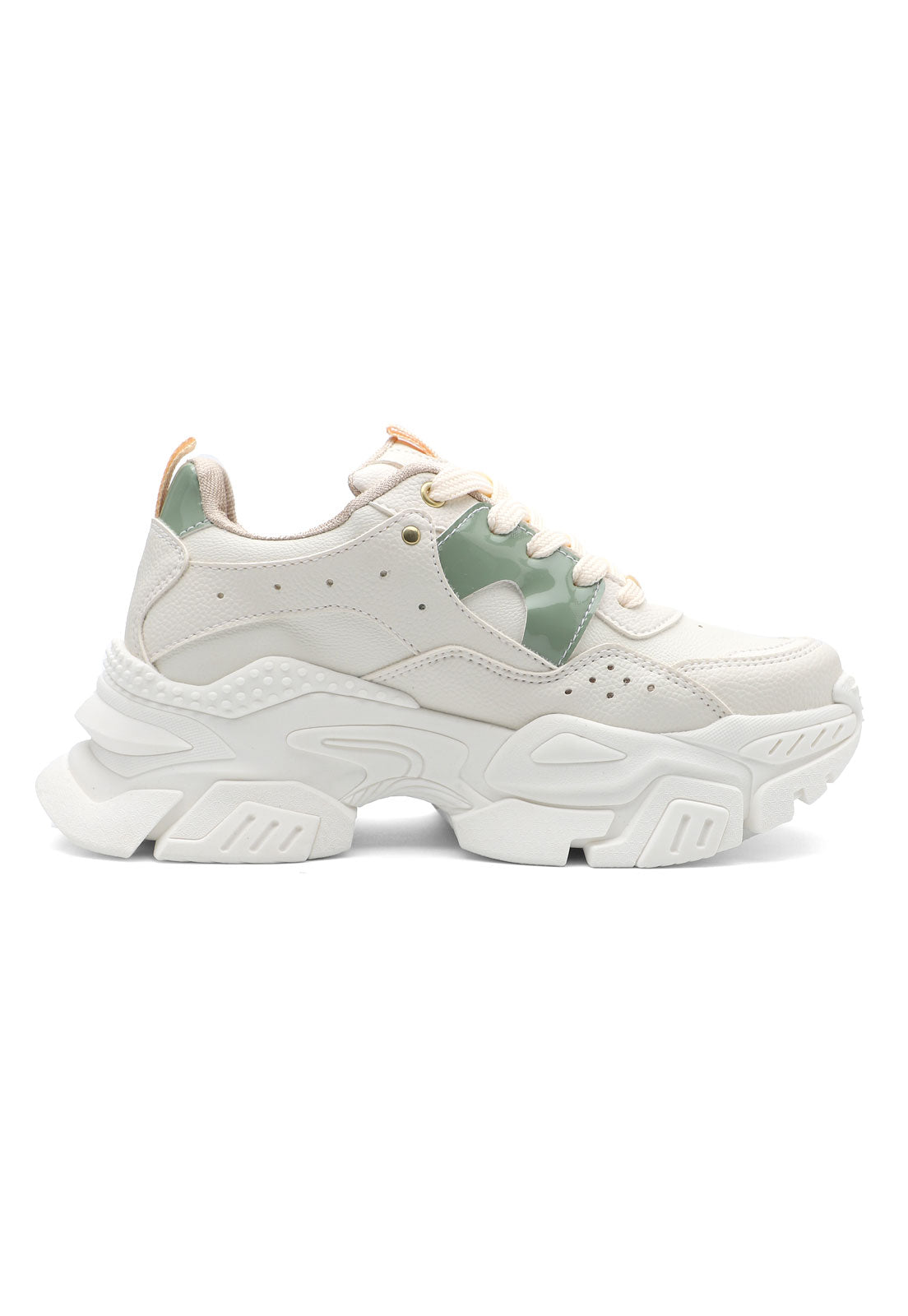 Tenis Sneakers Dama Beige*verde Tellenzi 261