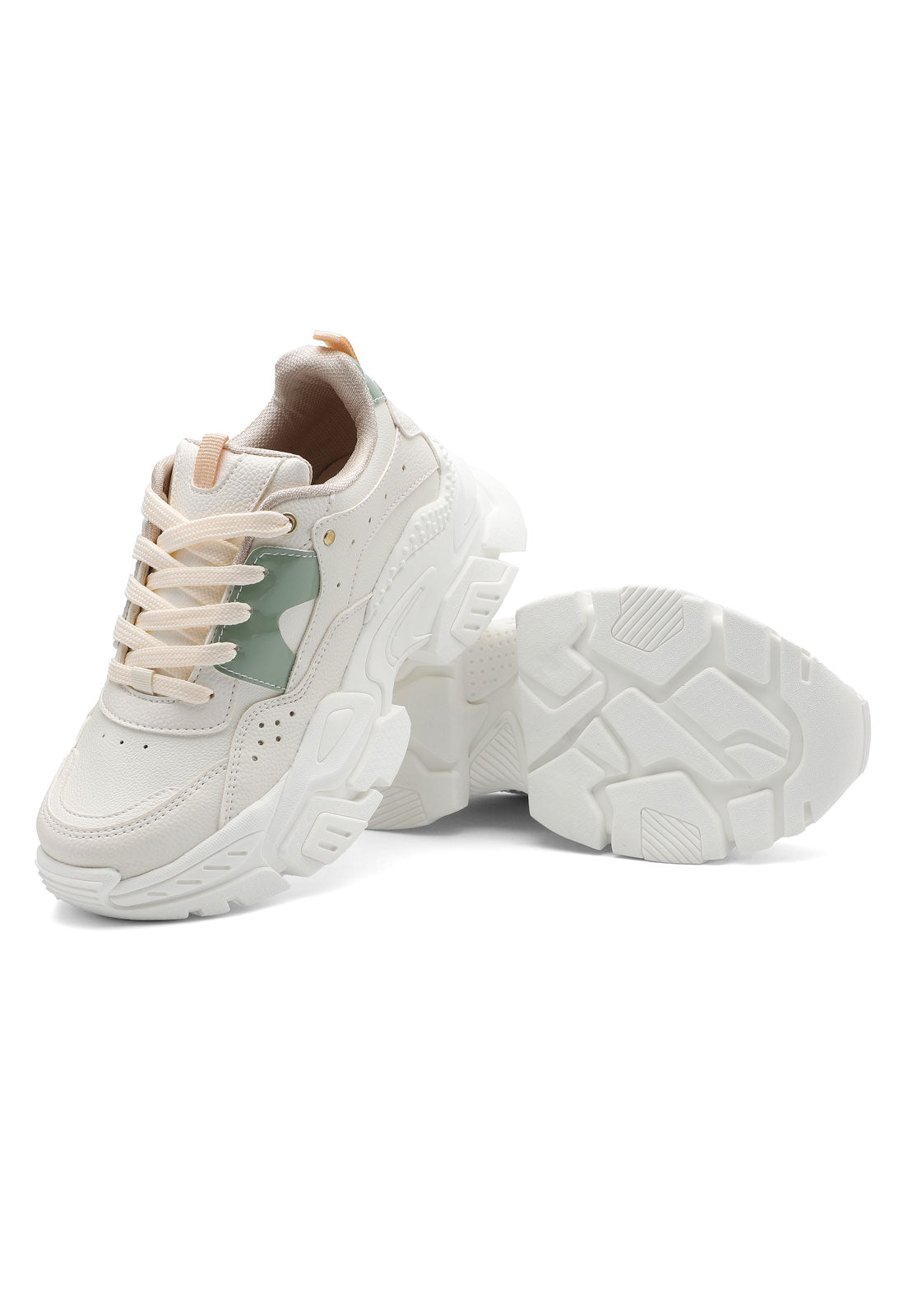 Tenis Sneakers Dama Beige*verde Tellenzi 261