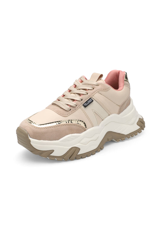 Tenis Sneakers Dama Beige Champaña Tellenzi 456