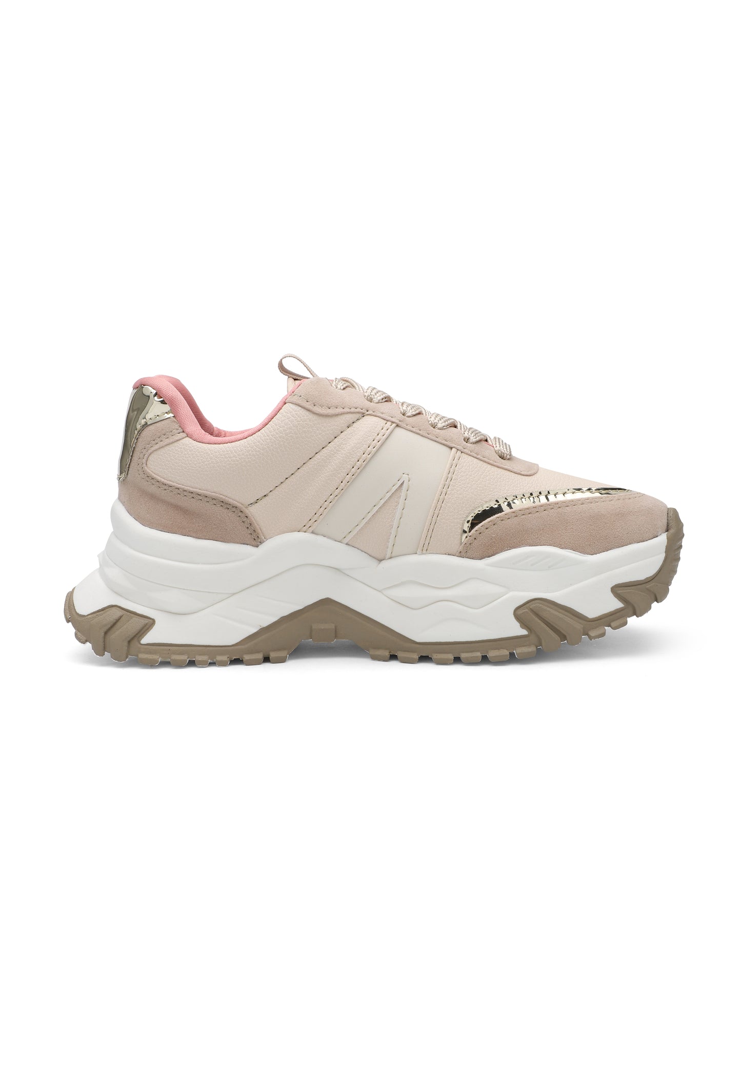 Tenis Sneakers Dama Beige Champaña Tellenzi 456
