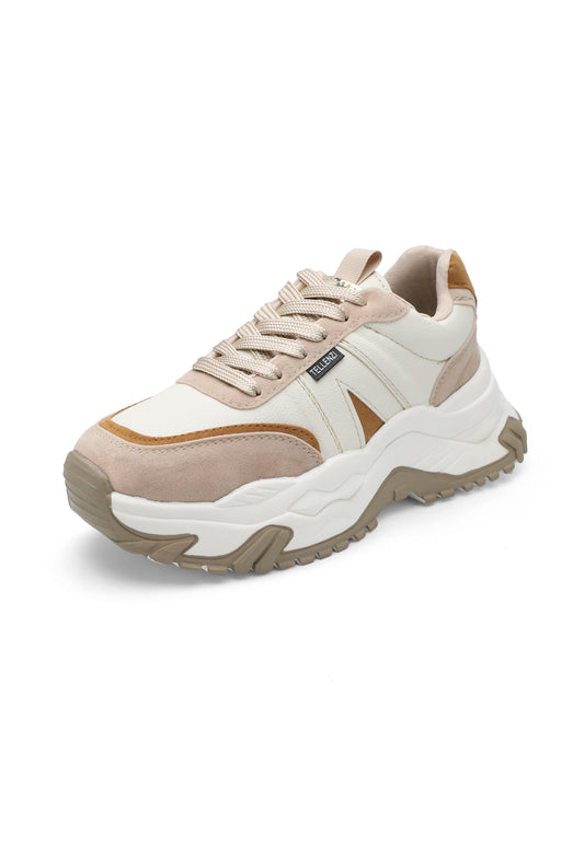 Tenis Sneakers Dama Beige*Miel Tellenzi 456