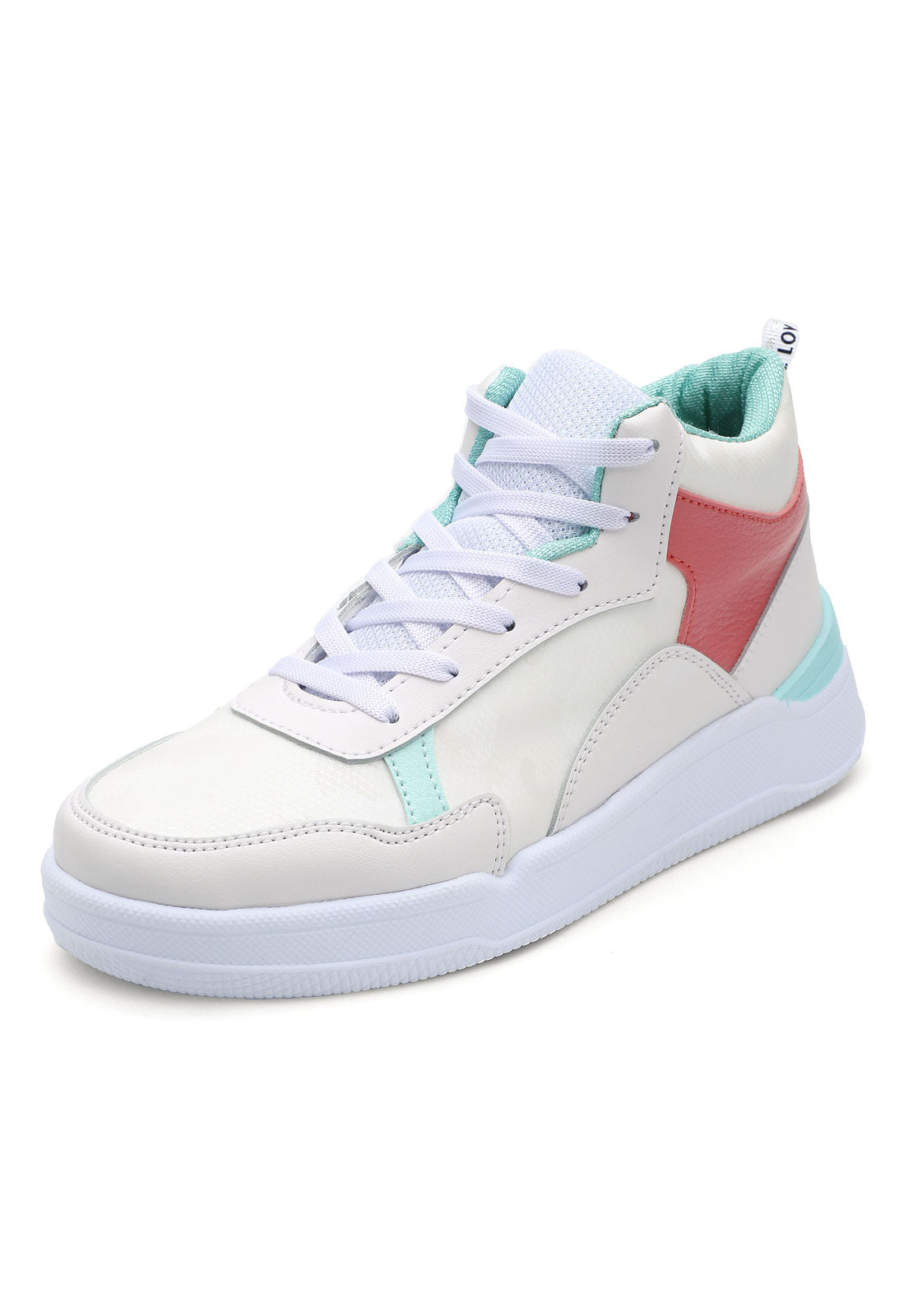 Tenis Tipo Botín Dama Blanco Rosa Menta Tellenzi 5007