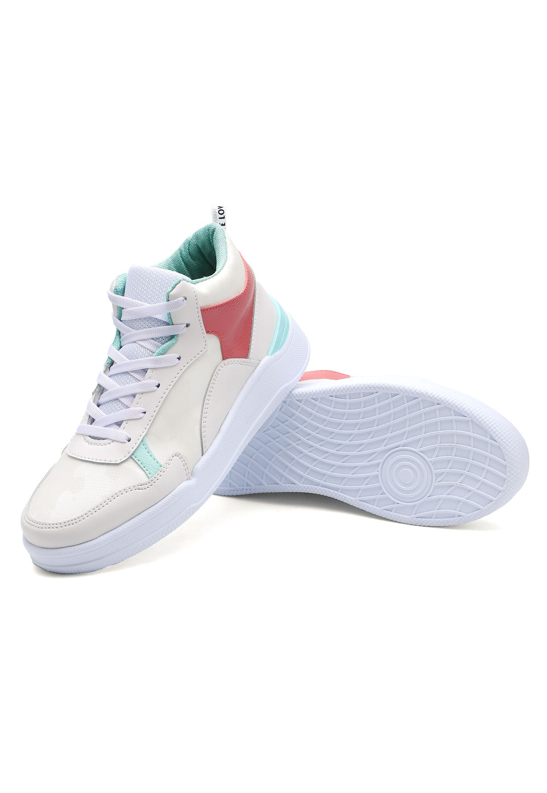 Tenis Tipo Botín Dama Blanco Rosa Menta Tellenzi 5007