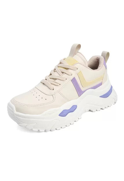 Tenis Sneakers Dama Crema*Lila Tellenzi DP031