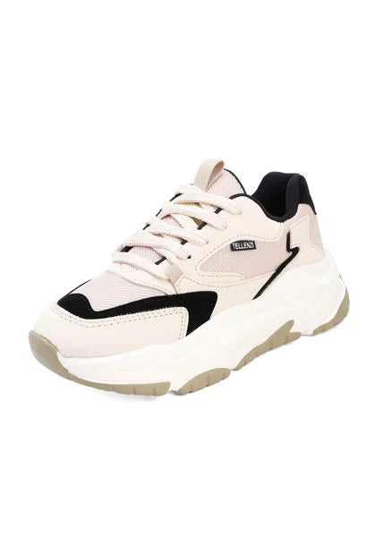 Tenis Sneakers Dama Beige*Negro Tellenzi 428