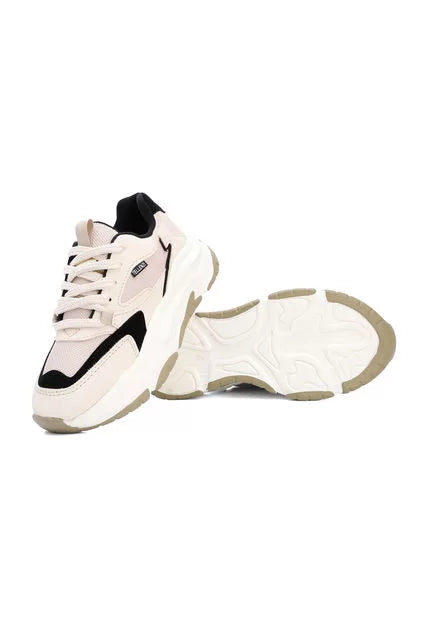 Tenis Sneakers Dama Beige*Negro Tellenzi 428